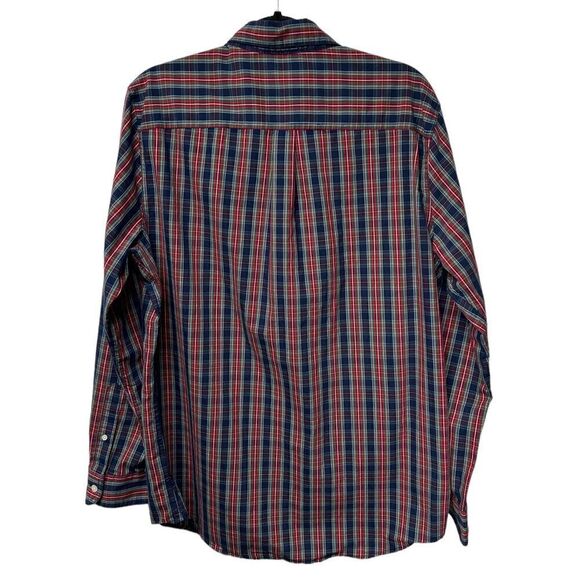 Chaps Blue Red Green Plaid Long Sleeve Button Down Casual Shirt Western Country - Picture 7 of 8